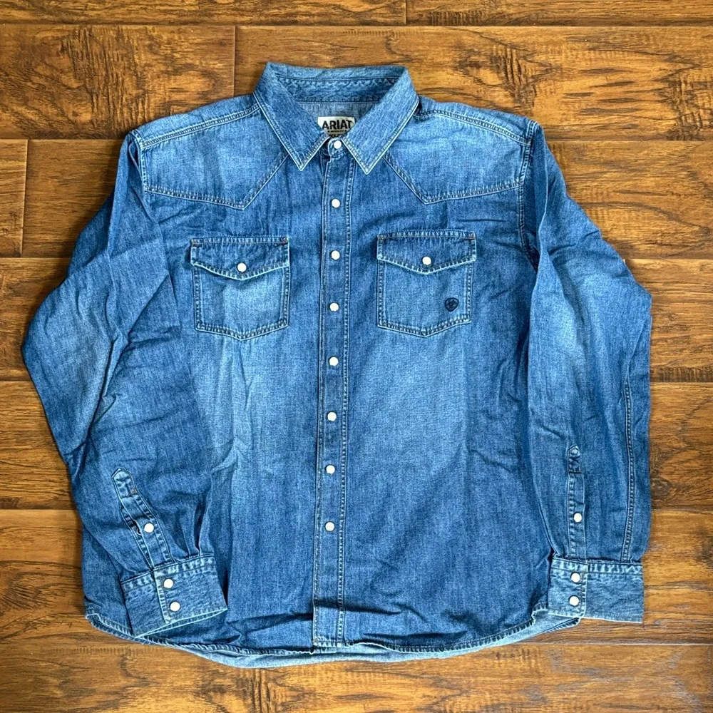 Ariat Blue Denim Western Shirt - Picture 1 of 4
